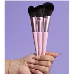 Jazmine Beauty Complexion Pink Makeup Brush Set Trio Face New